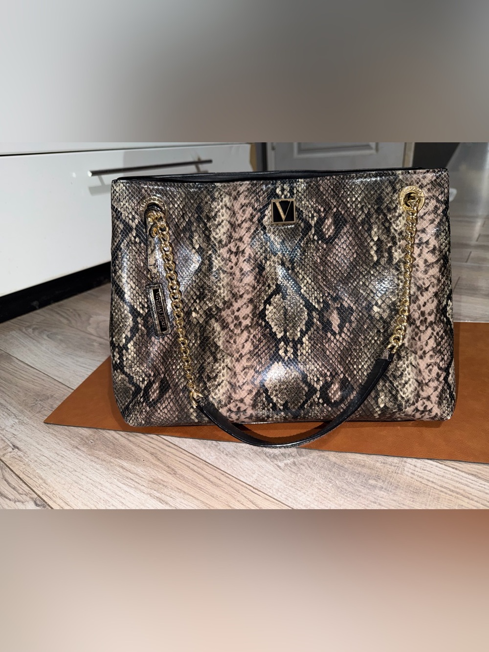 Victoria's Secret Snakeskin Print Shoulder Tote | New Without Tags